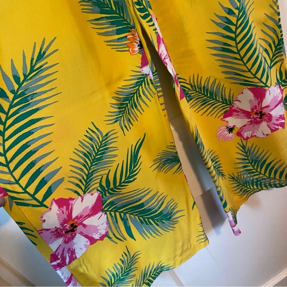 Indero Yellow and Pink Floral Wide Leg Pants - Picture 2 of 4